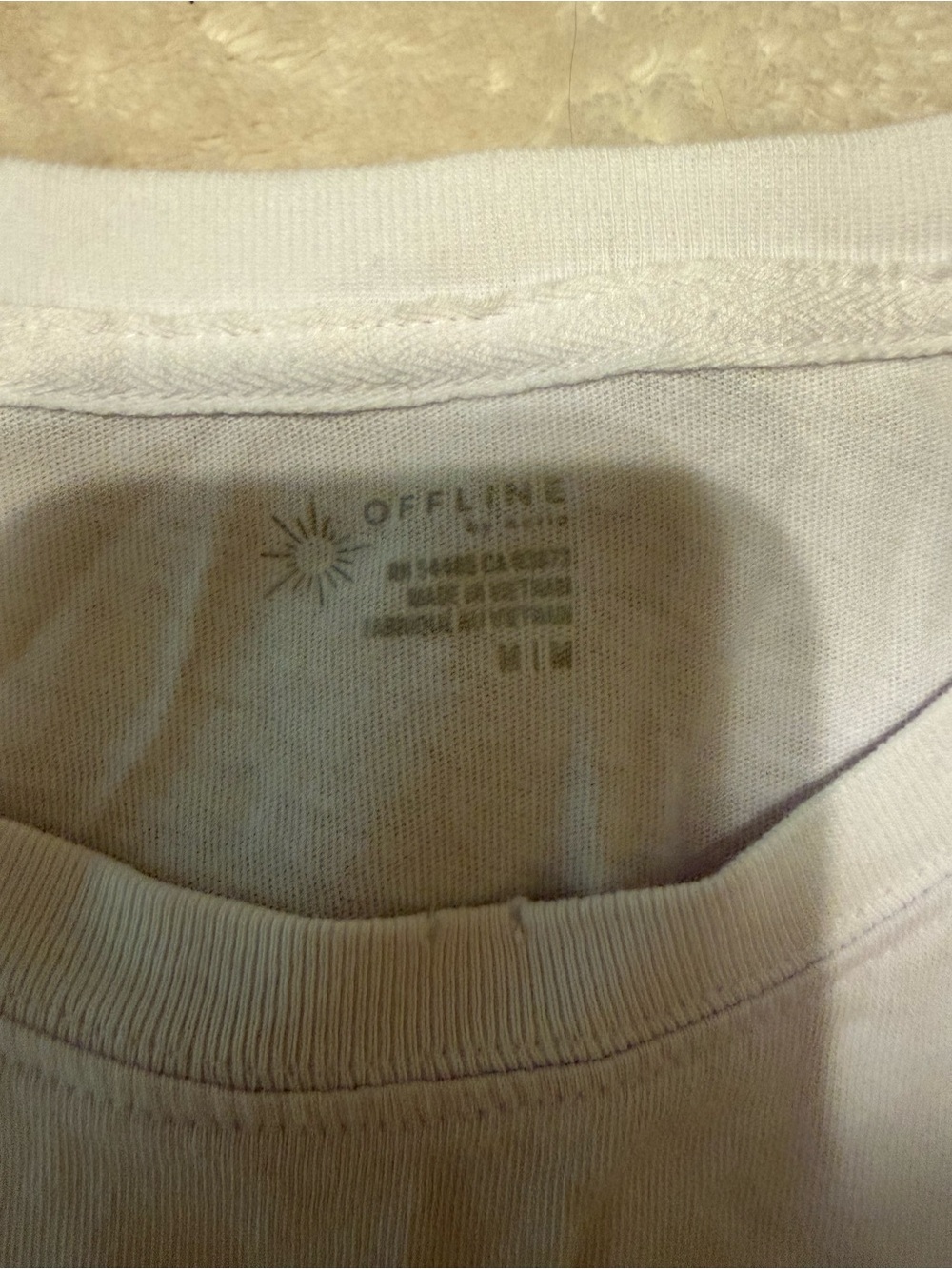 Offline by Aerie White Cropped Long Sleeve Top with Butterfly Graphic| size M - Picture 3 of 4